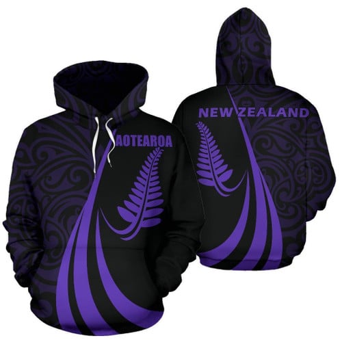 New Zealand Maori Silver Fern Zip-Up Hoodie Purple PL146