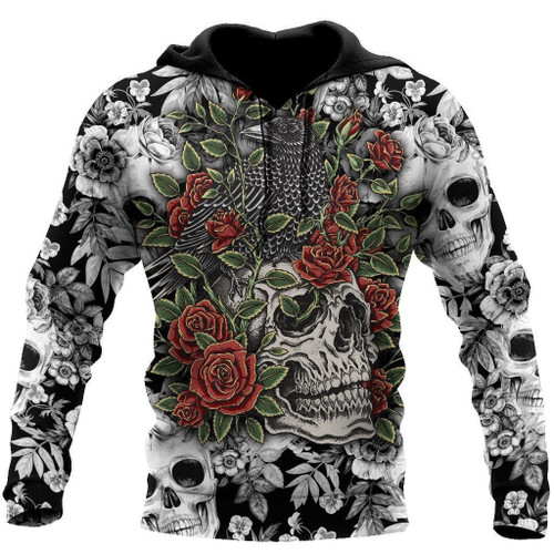 Rose Red Skull 3D all over printed for man and women PL04082003