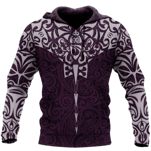 New zealand hoodie manta maori ta moko purple 3d all over printed shirt and short for man and women