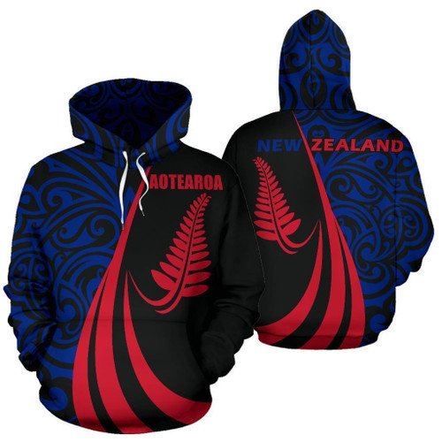 New Zealand Maori Silver Fern Zip - Up Hoodie Flag PL145