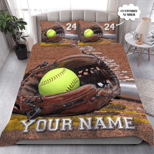 Softball & Baseball Love Custom Bedding Set with Your Name and Your Number MH1007201