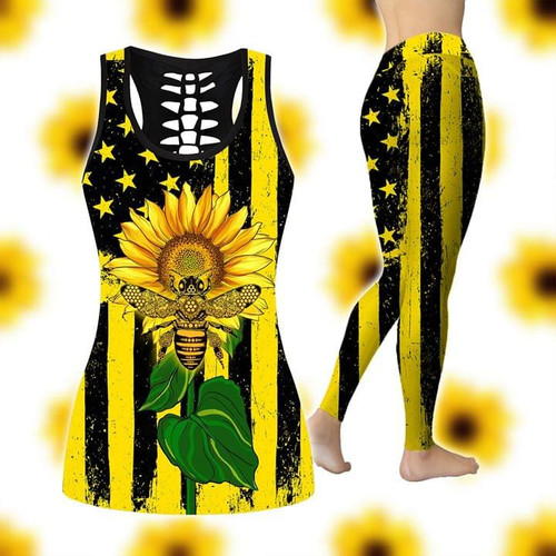 Sunflower Hippie Bee Combo Legging + Tank SU200304