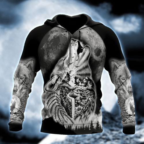 Wolf Spirit Tattoo Style 3D All Over Printed Hoodie Shirt by SUN QB05302002