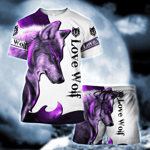 Purple Wolf 3D All Over Printed T-Shirt by SUN QB05282005