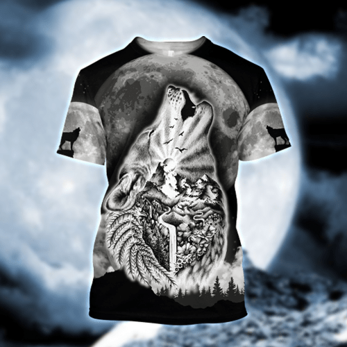 Wolf Spirit Tattoo Style 3D All Over Printed T-Shirt by SUN QB05302002