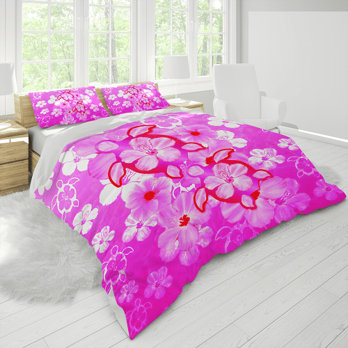 Pink Hibiscus Turtles In Hawaiian Dream Bedding Set by SUN JJ160526S