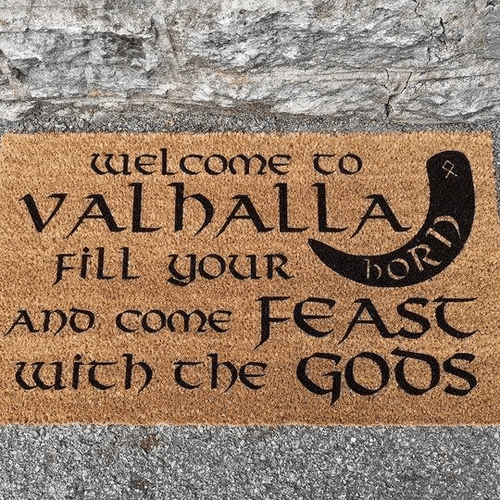 Viking Welcome To Valhalla Easy Clean Welcome DoorMat | Felt And Rubber | DO1598
