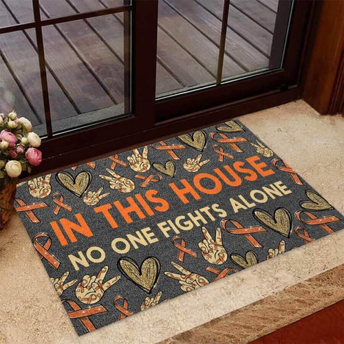 In This House No One Fights Alone � Multiple Sclerosis Awareness Easy Clean Welcome DoorMat | Felt And Rubber | DO1137