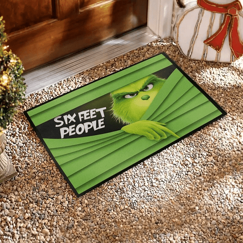 Six Feet People Grinch Easy Clean Welcome DoorMat | Felt And Rubber | DO1554