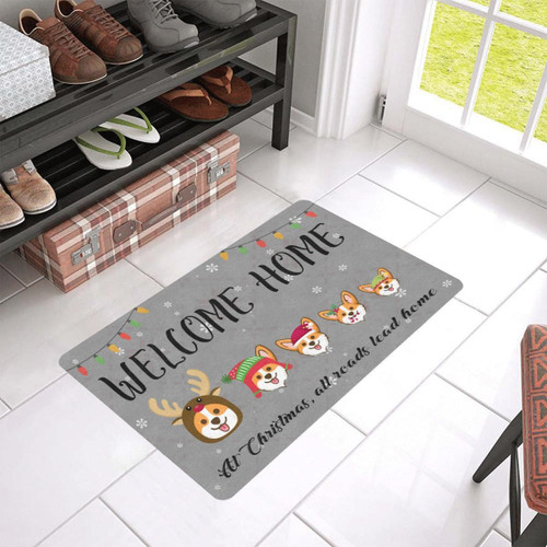 Dog - Corgi All Roads Lead Easy Clean Welcome DoorMat | Felt And Rubber | DO1360