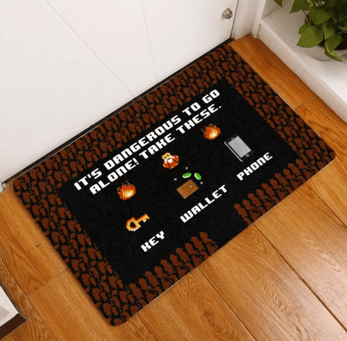 It�s Dangerous To Go Alone Take These Key Wallet Phone Easy Clean Welcome DoorMat | Felt And Rubber | DO1694