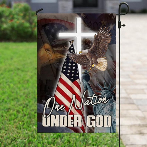 One Nation Under God American Flag Garden Decor Flag | Denier Polyester | Weather Resistant | GF1208
