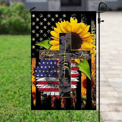 American Faith Hope Love Garden Decor Flag | Denier Polyester | Weather Resistant | GF1458