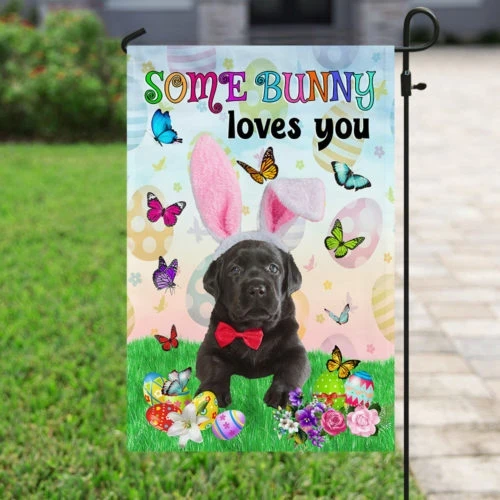 Black Labrador Easter Some Bunny Loves You Garden Decor Flag | Denier Polyester | Weather Resistant | GF2270