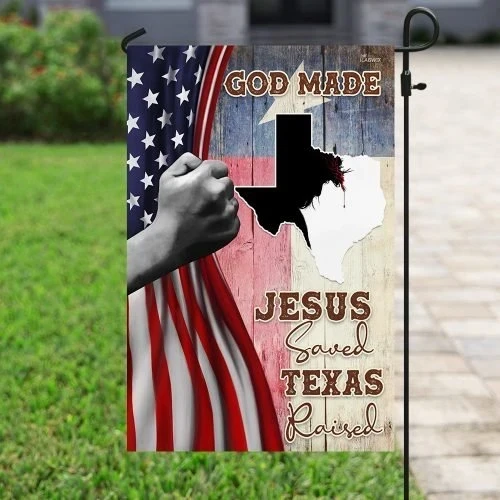 God Made Jesus Saved Texas Garden Decor Flag | Denier Polyester | Weather Resistant | GF1506