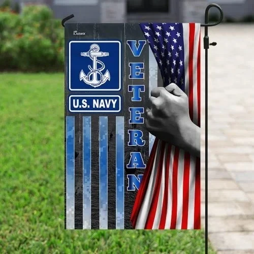 US Navy Veteran Garden Decor Flag | Denier Polyester | Weather Resistant | GF1282