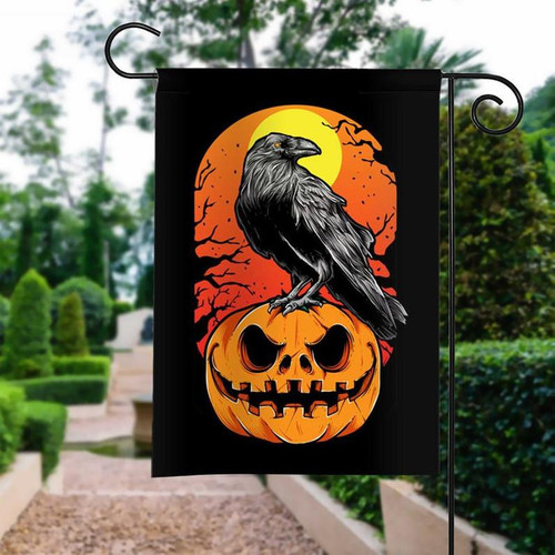 Halloween Crow Pumpkin Garden Decor Flag | Denier Polyester | Weather Resistant | GF1256