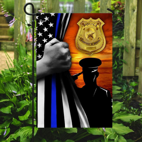 Police The Thin Blue Line Garden Decor Flag | Denier Polyester | Weather Resistant | GF2151