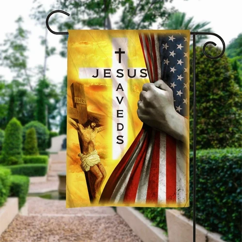 Jesus Saves Christian Garden Decor Flag | Denier Polyester | Weather Resistant | GF1073