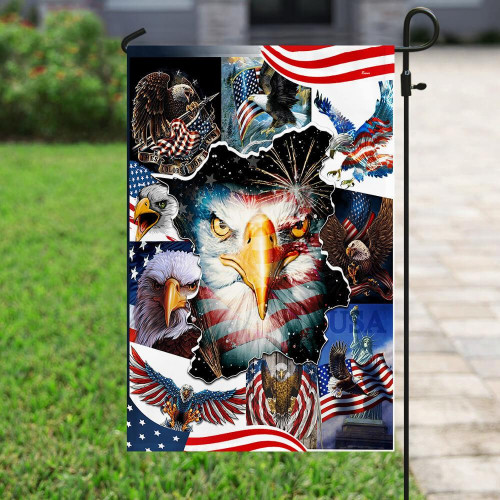 Bald Eagle American Flag Garden Decor Flag | Denier Polyester | Weather Resistant | GF1219