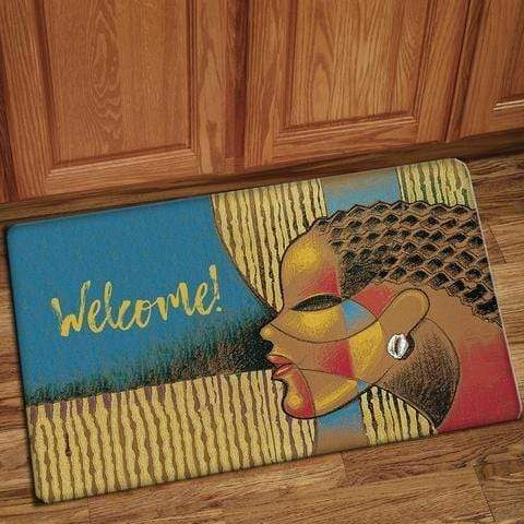 African American Easy Clean Welcome DoorMat | Felt And Rubber | DO1761
