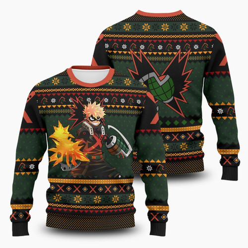 Bakugo Fire Xmas Unisex Wool Sweater