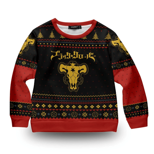 Black Bull Xmas Kids Unisex Wool Sweater