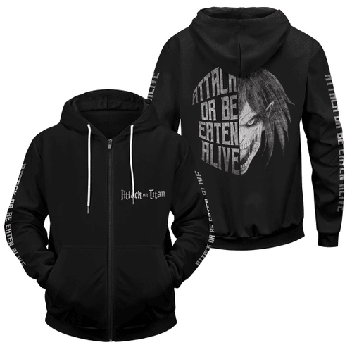 Attack Or Be Eaten Alive Unisex Zipped Hoodie