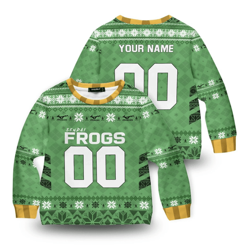 Personalized Sendai Frogs Kids Unisex Wool Sweater