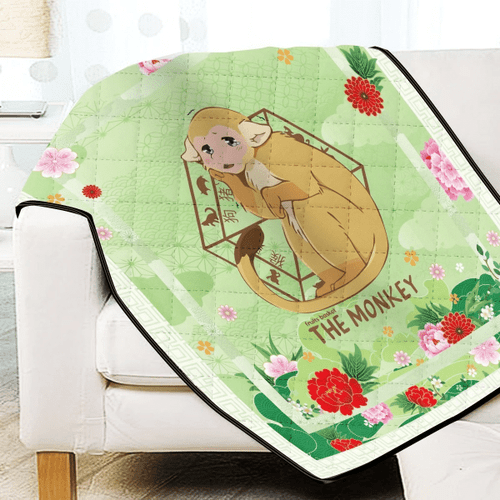 Ritsu The Monkey Quilt Blanket