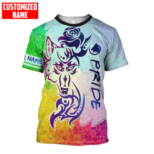  Personalized LGBT Wolf Rose Tattoo PRIDE 2022 3D Shirt