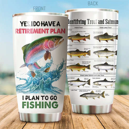  Trout And Salmon Fishing Retirement Plan All Over Printed Stainless Steel Tumbler