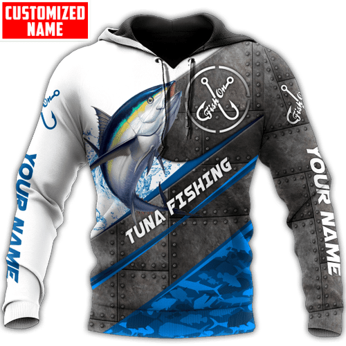  Tuna Fishing Jump in Boat White Custom name fishing shirts for men and women