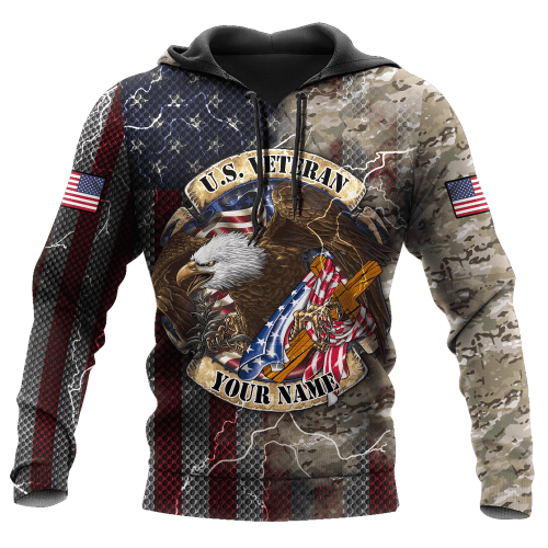  US Veteran Camo Flag Custom name shirts