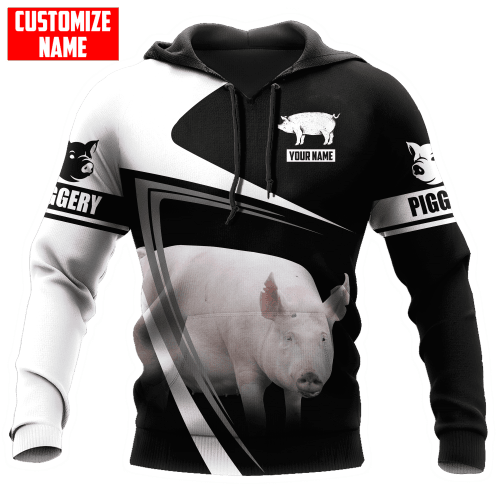 Piggery Yorkshire Pig Black White Custom name shirts 