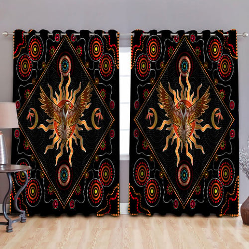  Moon Sun Eagle and Dragonfly Australia Indigenous Painting Art Curtain