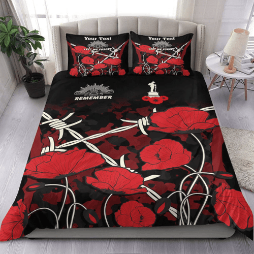 Anzac Day Camouflage Poppy & Barbed Wire Custom name Bedding Set 