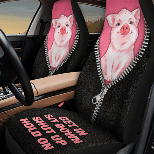 Love Pig Leather Zip Pattern Car Seat Cover 