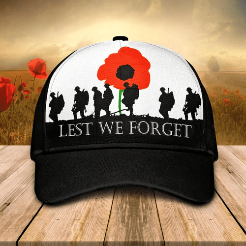 Anzac Day Soldiers Poppy Lest we forget Classic Cap 