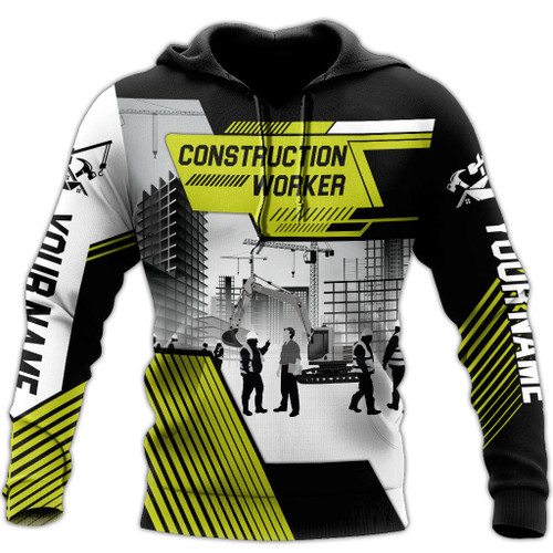  Construction Worker Building Custom name Green Line Printed Shirts