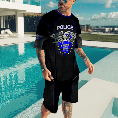  Customized Name Police Combo T-Shirt + BoardShorts SNNA