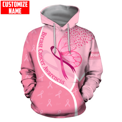 Personalized Butterfly Ribbon Breast Cancer Awareness All Over Printed Shirts 