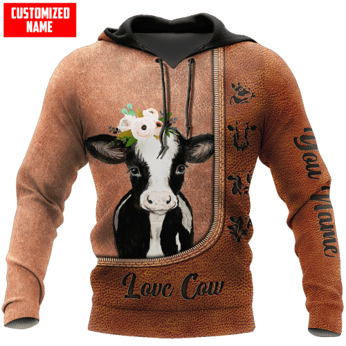 Love Cow Flower Leather Pattern Custom name shirts 