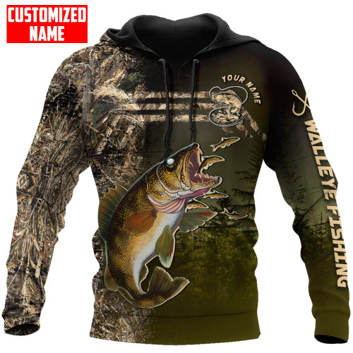  Personalized Name Walleye Fishing Camo Unisex Shirts