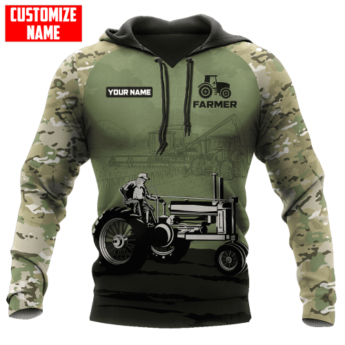 Father Tractor in fields farmer camo Custom name shirts 