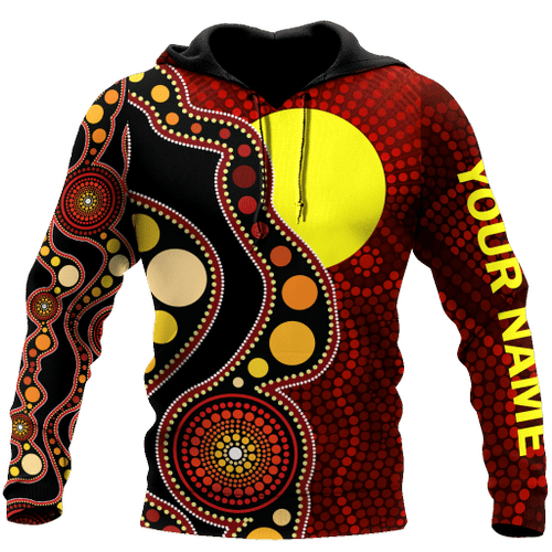  Custom name Aboriginal Flag Circle Dot Painting Art shirts