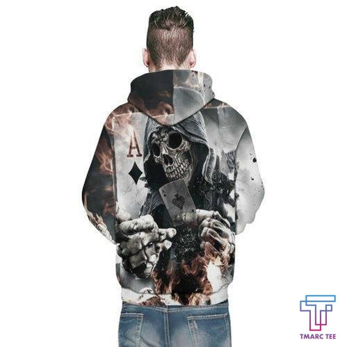  Trend Men's Digital Print Skull Pattern Hooded Sweater