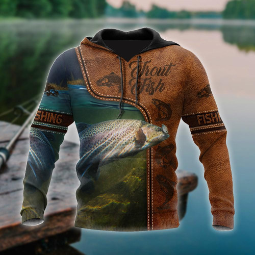  Trout Fishing water camo Cosplay leather D print shirts
