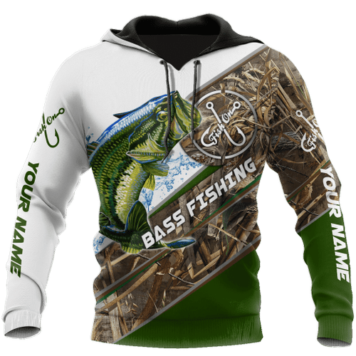  Custom name Bass Fishing camo D print shirts