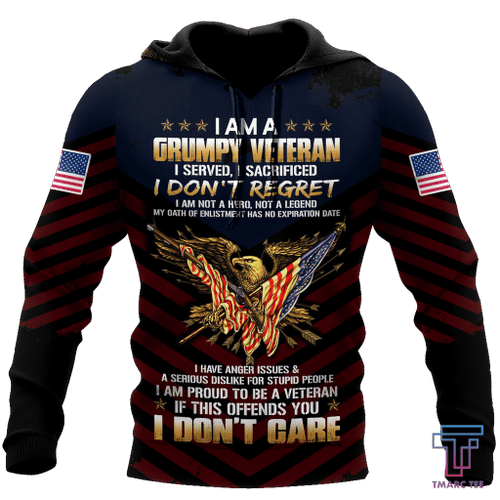  I am a Grumpy Veteran D all over printed shirts for men and women Proud Military